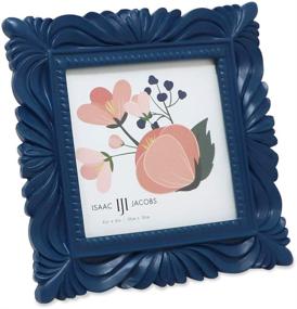 img 4 attached to Isaac Jacobs Navy Wave Textured Hand-Crafted Resin Picture Frame - 4x4 size, with Easel & Hook for Tabletop & Wall Display. Decorative Swirl Design for Home Décor, Photo Gallery, Art, and More