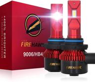 улучшенные лампы upgraded firehawk 2021 9006/hb4 led - 15000lm японский csp, улучшенная яркость на 🔦 400%, повышенная ночная видимость на 200%, 6000k холодно-белый цвет, замена галогенных ламп набором конверсии (2 шт.) логотип