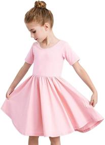 img 4 attached to Short Sleeve A-Line Skater Dress for School and Party - Toddler/Girls Sizes 3-12 Years