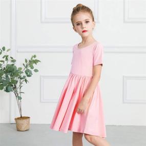img 3 attached to Short Sleeve A-Line Skater Dress for School and Party - Toddler/Girls Sizes 3-12 Years