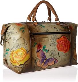 img 3 attached to 👜 Anna by Anuschka: Exquisite Hand-Painted Leather Travel Tote for Women