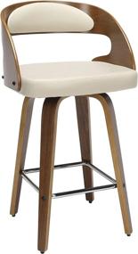 img 4 attached to OFM 161 Collection Mid Century Modern 26&#34; Walnut/Ivory Bentwood Swivel Seat Stool with Vinyl Back and Seat Cushion