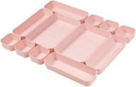 🎀 set of 12 pink plastic desk drawer organizers - perfect for makeup, bathroom, office, kitchen, vanity drawer storage box container логотип