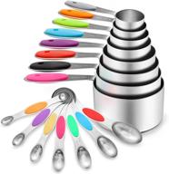 🥄 yihong 16-piece stainless steel measuring cups and spoons set with silicone handle - ideal for cooking & baking, includes 8 cups, 7 spoons and 1 leveler logo