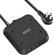 🔌 beva surge protector power strip with usb c, 4 outlets and 4 usb ports, 5ft extension cord, mountable power strip 1250w/10a for smartphone tablets, home, travel, office logo