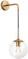 minimalist adjustable raw brass round glass wall light fixture in mid century modern style - reading lamp with clear lampshade logo