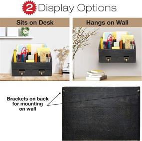 img 2 attached to Efficient and Stylish: Excello Global Black Wood Office Desk Organizer with 🖥️ 6 Compartments and 2 Drawers - Perfect for Organizing Desk Accessories and Office Supplies