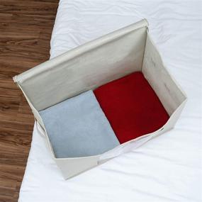 img 1 attached to 👜 Beige XL Cloth Storage Bag - Durable, Water-Resistant, 22 Gal, Recycled Material - Ideal for Comforter, Bedding, Foldable, Easy Loading, Clear Window, Strong Handle, Dual Zippers - Stands Upright