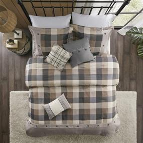 img 2 attached to 🏔️ Madison Park Ridge Comforter Set - Cozy Cabin Lodge Plaid Herringbone Design, All Season Down Alternative Bedding with Matching Bedskirt, Shams, Decorative Pillow - King Size (104 in x 92 in), Neutral - 7 Piece Set