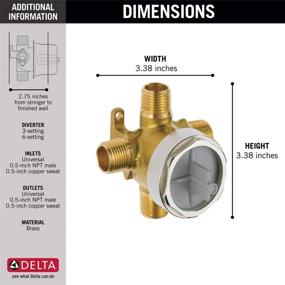 img 1 attached to 🚿 Delta Faucet R11000 3-Setting and 6-Setting Custom Shower Diverter Valve Kit, Rough-In Kit for Delta Shower Trim Kits, with Brass Construction