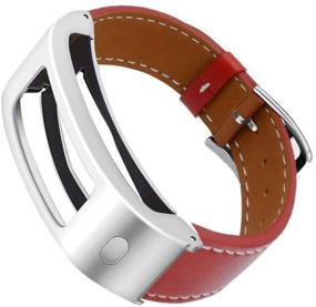 img 1 attached to 🏼 DuiGong Garmin Vivofit 1/2 Bands Replacement - Genuine Leather Strap with Stylish Silver Stainless Steel Hardware - Sizes S/M & M/L (Brown)