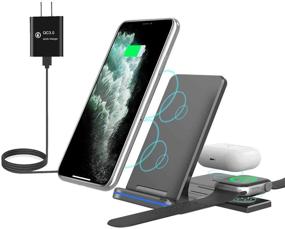 img 4 attached to 🔌 bluebyte Wireless Charger 3 in 1 for iPhone 12 Pro Max/X/XS/XR/8Plus, Samsung, Apple iWatch, AirPods Pro/2 - Qi Phone Charging Station (with QC3.0 Adapter)