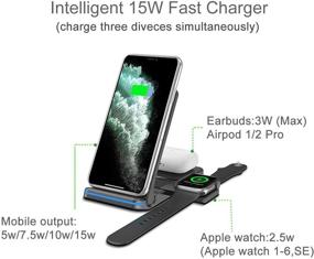 img 3 attached to 🔌 bluebyte Wireless Charger 3 in 1 for iPhone 12 Pro Max/X/XS/XR/8Plus, Samsung, Apple iWatch, AirPods Pro/2 - Qi Phone Charging Station (with QC3.0 Adapter)