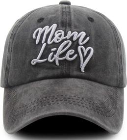 img 3 attached to Mom Life Heart Baseball Cap: Splash Brothers Customized Vintage Denim Hat for Women