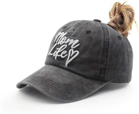 img 4 attached to Mom Life Heart Baseball Cap: Splash Brothers Customized Vintage Denim Hat for Women