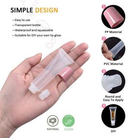 img 3 attached to 💄 50PCS Empty Lip Gloss Tubes 10ml - Pink Cap Containers for Lip Balm - Cute Squeeze Tubes for Lipgloss Making Supplies - Ideal Lip Gloss Kit + 2 x 20ml Syringes - Tag Labels Stickers for Lip Gloss Base