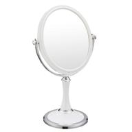 💄 portable tabletop swivel makeup mirror by pinkzio: dual-sided 1x & 3x magnifying vanity mirror, light and compact design, abs plastic, in white logo