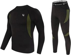 img 1 attached to 🔥 Ultimate Warmth and Comfort: UNIQUEBELLA Men's Thermal Underwear Sets with Fleece Sweat, Quick Drying Base Layer