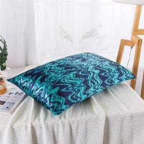 img 2 attached to 💤 Utridevn Mulberry Silk Pillowcase for Hair and Skin, Hidden Zipper Print (King 20''x36'') - Night Wave