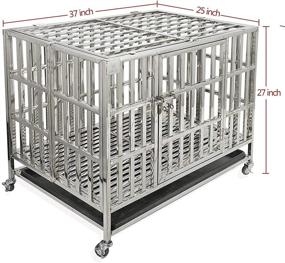 img 3 attached to 🐶 Confo Heavy Duty Stainless Steel & Metal Dog Cage Kennel Crate and Playpen for Training Small/Medium/Large Dog - Indoor & Outdoor with Double Doors & Locks - Includes Lockable Wheels and Removable Tray