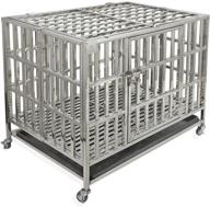 🐶 confo heavy duty stainless steel & metal dog cage kennel crate and playpen for training small/medium/large dog - indoor & outdoor with double doors & locks - includes lockable wheels and removable tray логотип