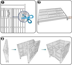 img 2 attached to 🐶 Confo Heavy Duty Stainless Steel & Metal Dog Cage Kennel Crate and Playpen for Training Small/Medium/Large Dog - Indoor & Outdoor with Double Doors & Locks - Includes Lockable Wheels and Removable Tray