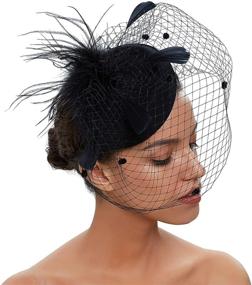 img 1 attached to 👑 Zivyes Fascinator Headband Z5 Black: Stylish Women's Accessory for Special Occasions