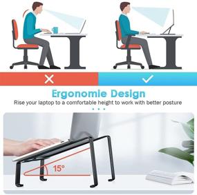 img 1 attached to 🖥️ ZEXMTE Ergonomic Laptop Stand for Desk - Detachable Aluminum Notebook Stand for MacBook Air Pro Dell XPS and All Laptops 10-17.3 inch - Black