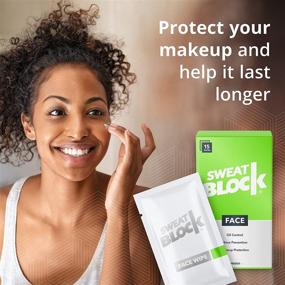 img 1 attached to SweatBlock Daily Face Wipes for Oily Skin: Minimize Shine, Protect Makeup, and Control Facial Sweat. Ideal for Face, Forehead, and Upper Lip - Clinically Tested and Skin-friendly with Vitamin E - Unisex Pack of 15 Wipes
