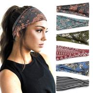 🌸 pack of 6 boho headbands for women - wide fashion headbands for yoga, workouts, and hair accessories logo