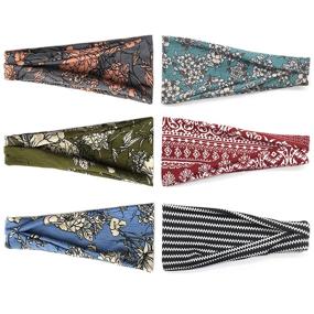 img 3 attached to 🌸 Pack of 6 Boho Headbands for Women - Wide Fashion Headbands for Yoga, Workouts, and Hair Accessories