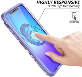 img 2 attached to 📱 iPhone Xs Max Case with Built-in Screen Protector - Hybrid Full-Body Protection, Dual Layer Soft Silicone Bumper in Lavender Purple Marble Print