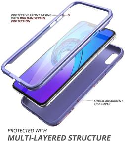 img 3 attached to 📱 iPhone Xs Max Case with Built-in Screen Protector - Hybrid Full-Body Protection, Dual Layer Soft Silicone Bumper in Lavender Purple Marble Print