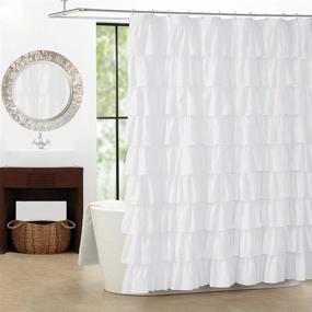 img 4 attached to Farmhouse Elegance: WestWeir White Ruffle 🚿 Shower Curtain - Textured Cloth, 72x72 Inches