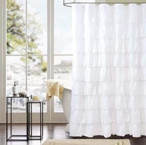 img 1 attached to Farmhouse Elegance: WestWeir White Ruffle 🚿 Shower Curtain - Textured Cloth, 72x72 Inches