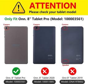 img 3 attached to 🔖 Fintie Black Vegan Leather Folio Stand Case for Onn 8 Pro inch Tablet with Pencil Holder - Premium Protective Cover