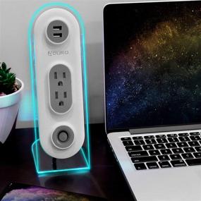 img 3 attached to 🔌 Aduro Dual USB 2 Outlet Power Strip Зарядное стоящее устройство на столе с выходами - белый/серый, защита от перенапряжения, кнопка включения, кабель 4 фута - для телефона, ноутбука