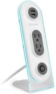 🔌 aduro dual usb 2 outlet power strip зарядное стоящее устройство на столе с выходами - белый/серый, защита от перенапряжения, кнопка включения, кабель 4 фута - для телефона, ноутбука логотип