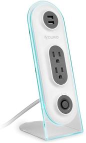 img 4 attached to 🔌 Aduro Dual USB 2 Outlet Power Strip Зарядное стоящее устройство на столе с выходами - белый/серый, защита от перенапряжения, кнопка включения, кабель 4 фута - для телефона, ноутбука