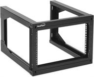 🔧 navepoint 6u wall mount open frame network rack with swing out hinged gate - 24 inch depth | easy rear access to network servers & av equipment | 180 degree gate opening on both sides logo