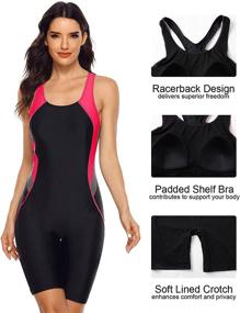 img 1 attached to Beautyin Women's Boyleg One Piece Swimsuit: Stylish and Sporty Racerback Bathing Suit