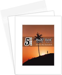 img 4 attached to 🖼️ Golden State Art, 16x20 Picture Mats Mattes with White Core Bevel Cut for 11x14 Photo + Backing + Bags - Pack of 5 (White)