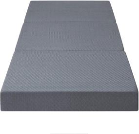 img 3 attached to 🛏️ Olee Sleep Tri-Folding Memory Foam Topper, 4", Gray – Single Size: Play Mat, Foldable Bed, Guest Beds, Portable Bed