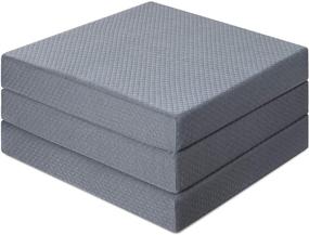 img 1 attached to 🛏️ Olee Sleep Tri-Folding Memory Foam Topper, 4", Gray – Single Size: Play Mat, Foldable Bed, Guest Beds, Portable Bed