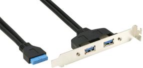img 3 attached to 🔌 RIITOP USB 3.0 Female Connector Cable Adapter w/ PCI Slot Plate Bracket - 2 Ports, 1.5ft, MB 20pin Header