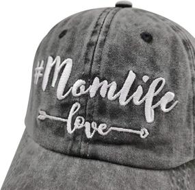 img 3 attached to Vintage Washed Distressed Baseball Dad Hat Cap for Women with Adjustable Embroidered 'Mom Life' Design by Waldeal