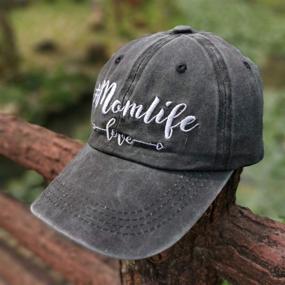 img 1 attached to Vintage Washed Distressed Baseball Dad Hat Cap for Women with Adjustable Embroidered 'Mom Life' Design by Waldeal