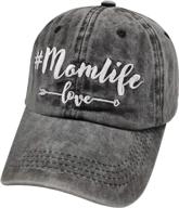 vintage washed distressed baseball dad hat cap for women with adjustable embroidered 'mom life' design by waldeal logo