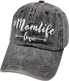 img 4 attached to Vintage Washed Distressed Baseball Dad Hat Cap for Women with Adjustable Embroidered 'Mom Life' Design by Waldeal