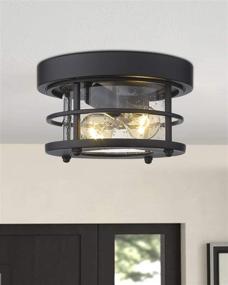 img 1 attached to 🏡 Emliviar WE2085F BK 2-Light Farmhouse Flush Mount Ceiling Light Fixture, 10 Inch, Black Finish